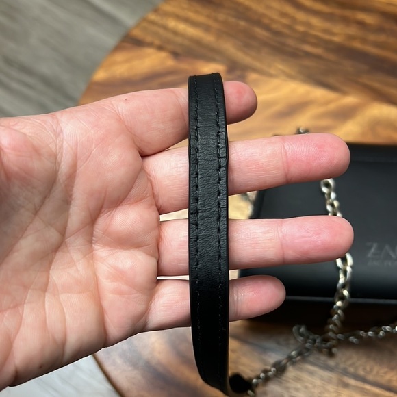 ZAC POSEN SMALL BLACK LEATHER & METAL CHAIN CROSSBODY SHOULDER BAG - Picture 7 of 16